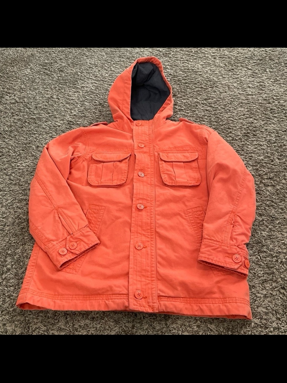 Gap kids, hooded utility jacket, orange size large/10